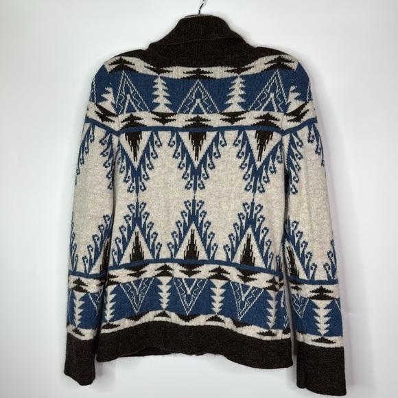 Pendleton Alpaca Wool Full Zip Sweater Size Small Petite Blue White - Picture 4 of 9